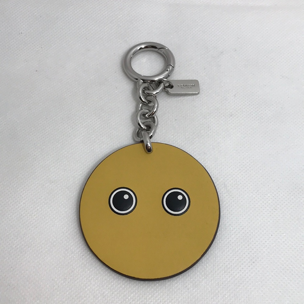 COACH Googly Emoji Bag Charm Key Chain Yellow
